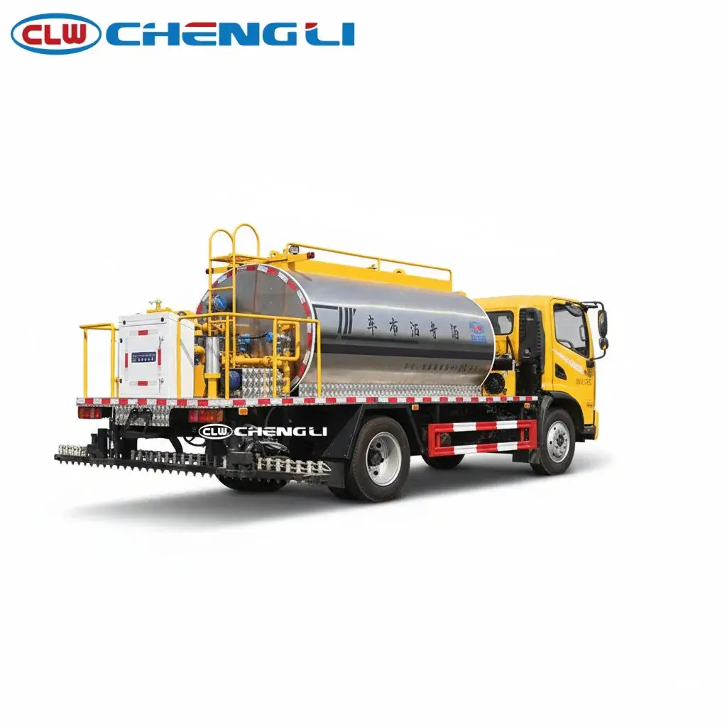 Imprimador de asfalto Dongfeng T3 CL5121GLQ6LS, vista trasera derecha del sistema de riego
