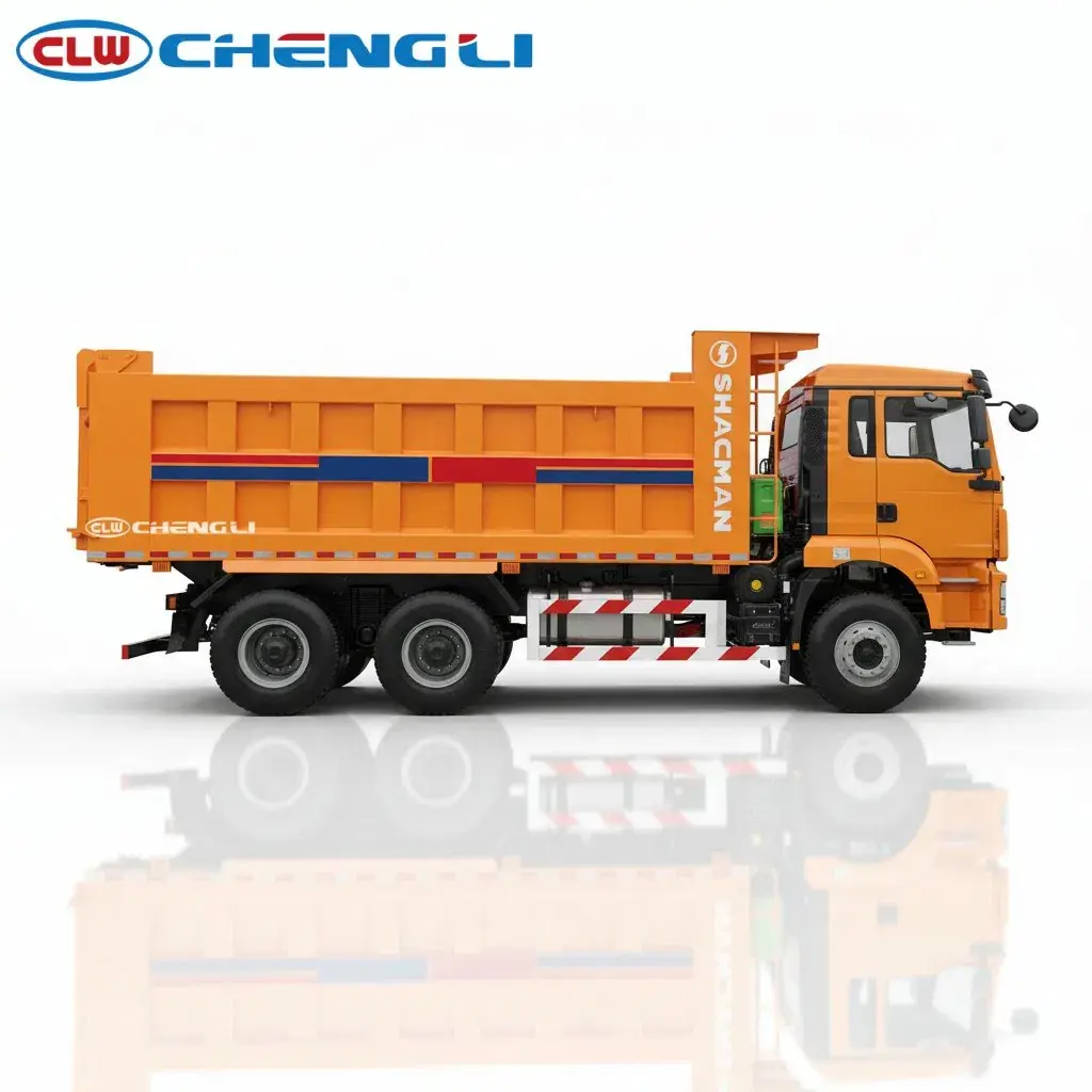 Camión volquete Shacman 6×4 con elevación frontal, vista 2