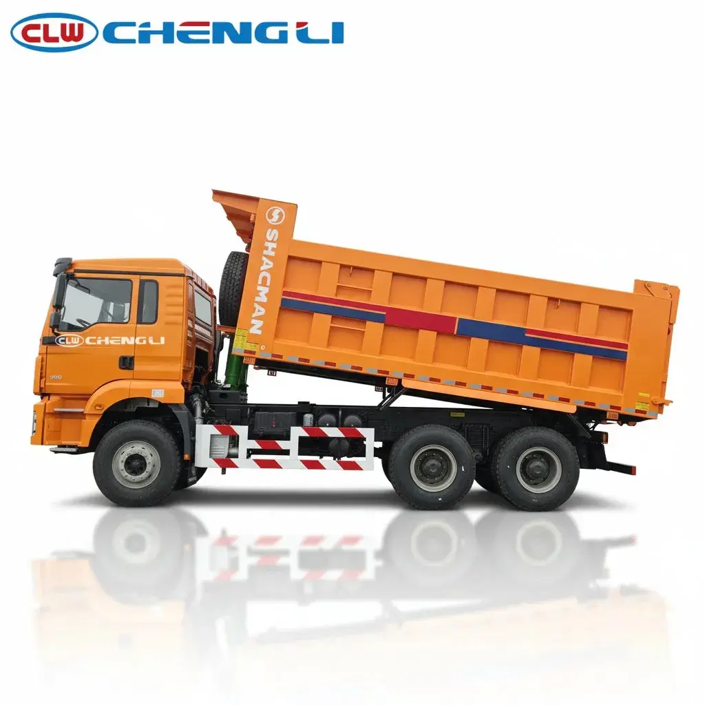 Camión volquete Shacman 6×4 con elevación frontal, vista 4